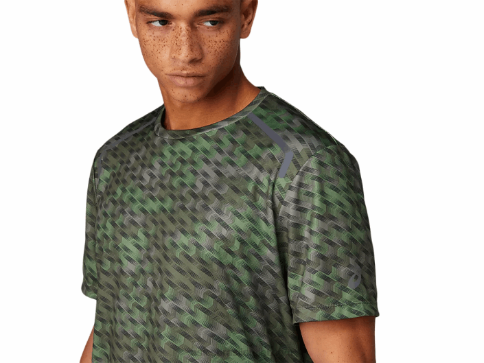 top gráfico sazonal masculino de manga curta 462T1782 líquen verde Asics