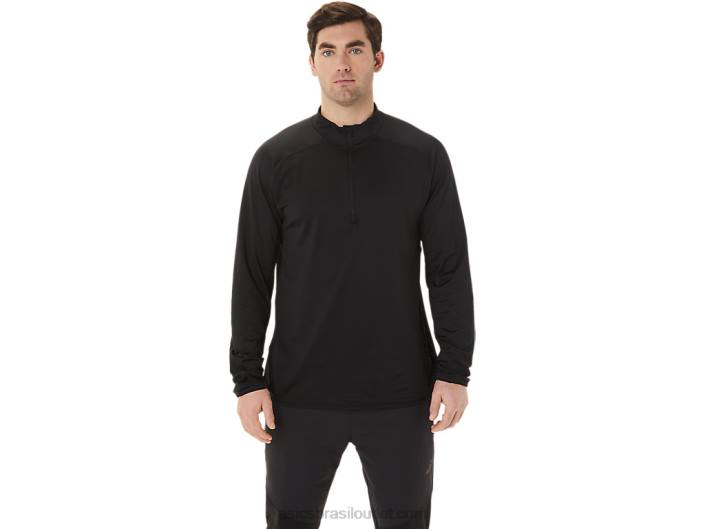 top masculino actibreeze jacquard 1/2 zíper 462T760 desempenho preto Asics