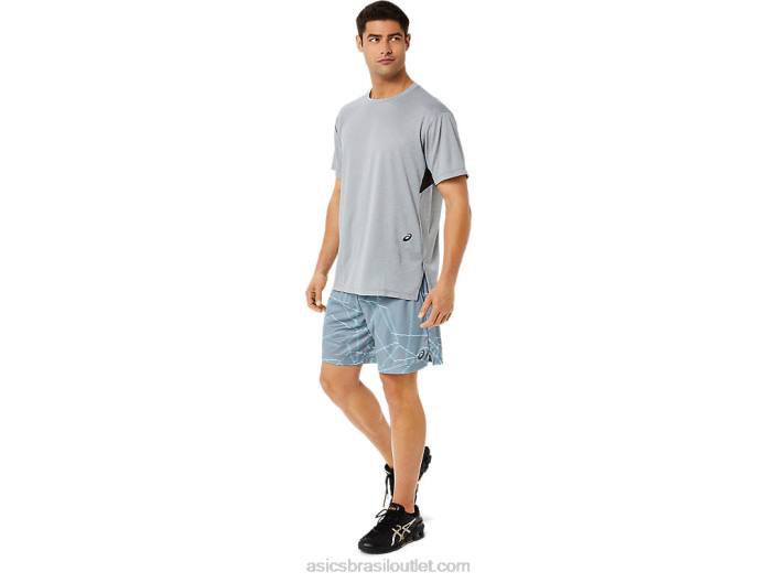 top masculino de manga curta com estampa gel-cool 462T1421 urze de folha de rocha Asics