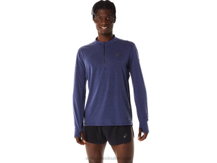 top metarun masculino manga longa com zíper 1/2 462T278 azul índigo Asics