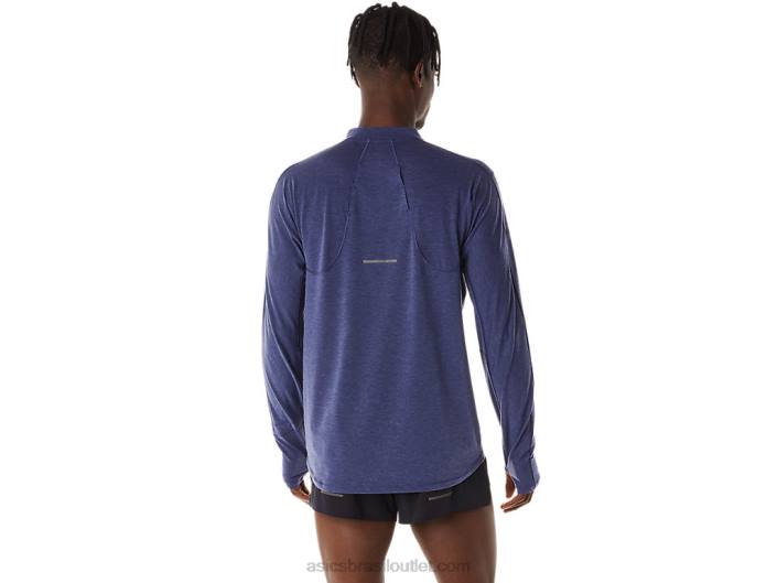 top metarun masculino manga longa com zíper 1/2 462T278 azul índigo Asics