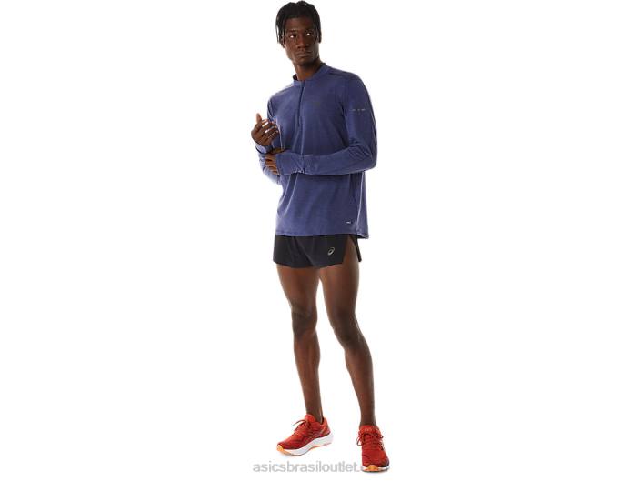 top metarun masculino manga longa com zíper 1/2 462T278 azul índigo Asics