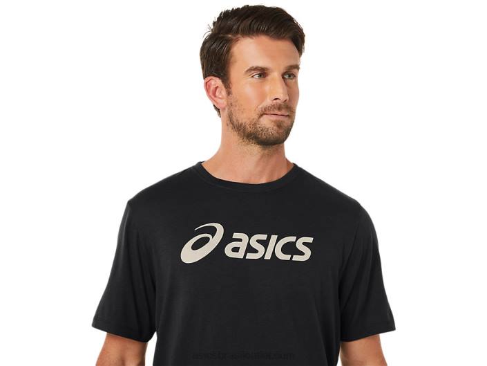 xg camiseta com logo lockup de manga curta 462T11 desempenho preto Asics