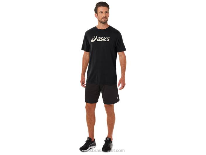 xg camiseta com logo lockup de manga curta 462T11 desempenho preto Asics