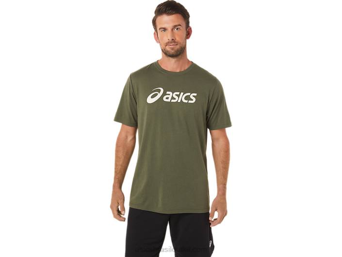 xg camiseta com logo lockup de manga curta 462T1655 lona verde-oliva Asics