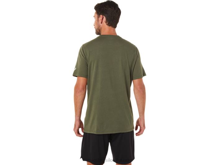 xg camiseta com logo lockup de manga curta 462T1655 lona verde-oliva Asics