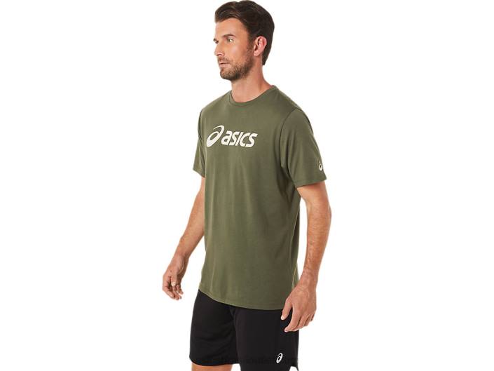 xg camiseta com logo lockup de manga curta 462T1655 lona verde-oliva Asics