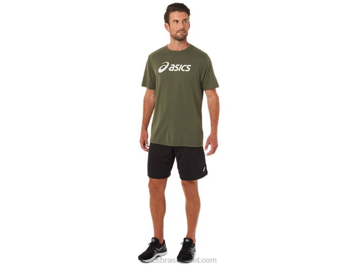 xg camiseta com logo lockup de manga curta 462T1655 lona verde-oliva Asics