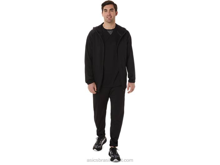 Jaqueta de malha escovada masculina actibreeze jacquard 462T755 desempenho preto Asics