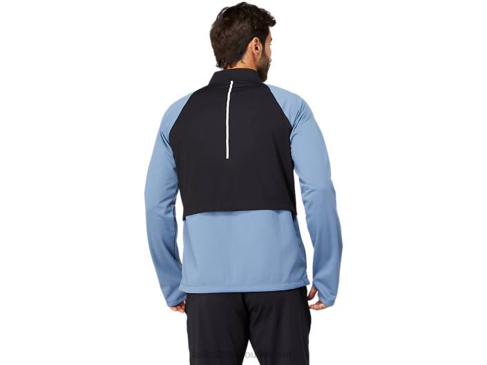 Jaqueta termostorm masculina com zíper completo 462T1632 azul tempestade/preto performance Asics