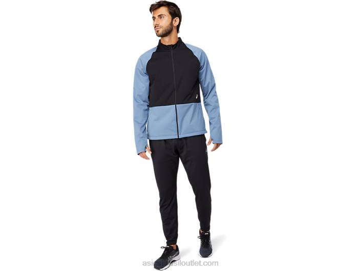Jaqueta termostorm masculina com zíper completo 462T1632 azul tempestade/preto performance Asics