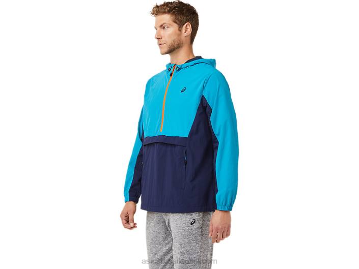 jaqueta anoraque masculina 462T2030 azul-petróleo/pavão Asics