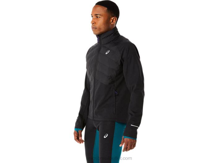 jaqueta de corrida de inverno masculina 462T841 urze preta de desempenho Asics