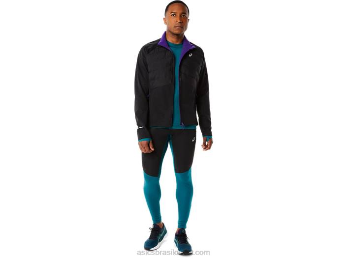 jaqueta de corrida de inverno masculina 462T841 urze preta de desempenho Asics