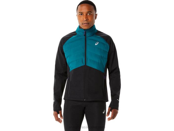 jaqueta de corrida de inverno masculina 462T849 pinho aveludado/urze preta Asics