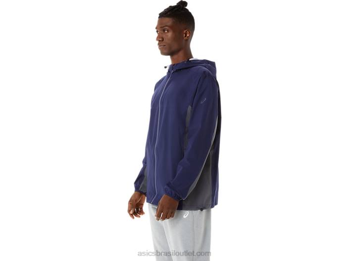 jaqueta impermeável masculina 462T1401 pavão/cinza transportador Asics