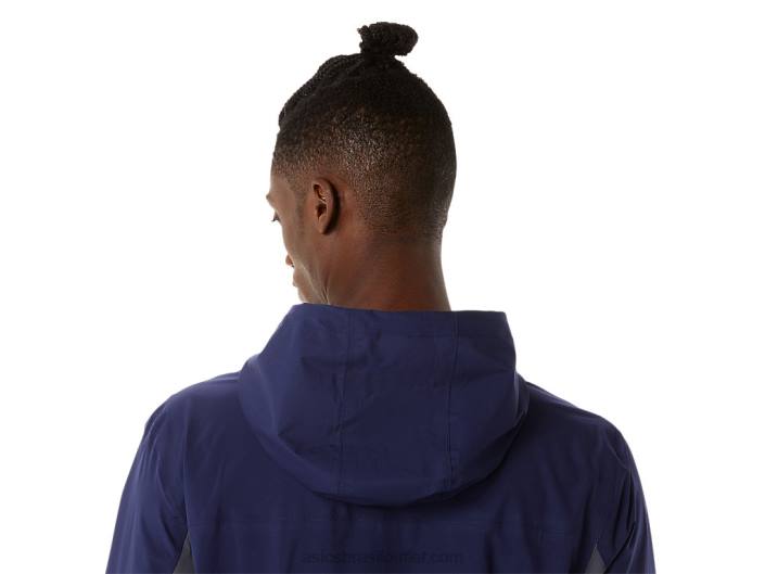 jaqueta impermeável masculina 462T1401 pavão/cinza transportador Asics