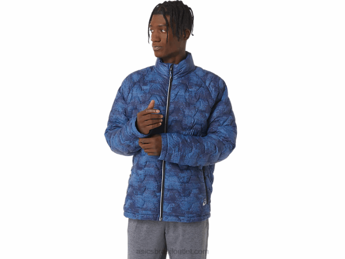 jaqueta isolada de desempenho masculino 462T808 tie dye estampa azul Asics