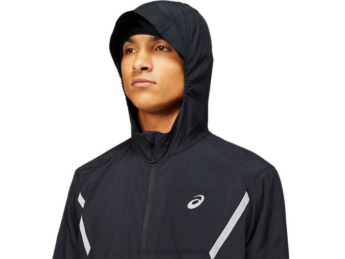 jaqueta masculina lite-show sólida 462T1670 desempenho preto Asics