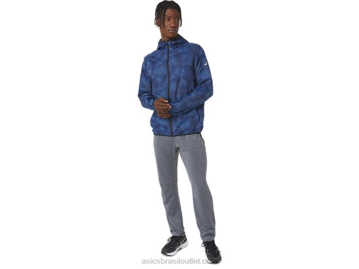 jaqueta packable masculina 462T1034 impressão tie dye azul/perf preto Asics