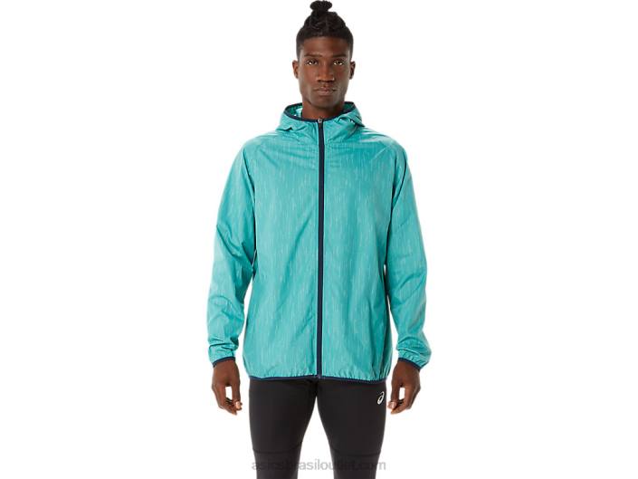 jaqueta packable masculina 462T1387 impressão de sálvia/azul francês Asics