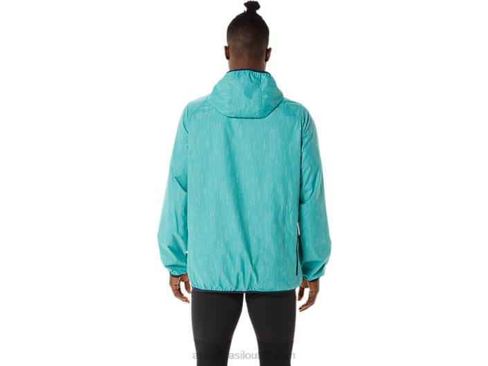 jaqueta packable masculina 462T1387 impressão de sálvia/azul francês Asics