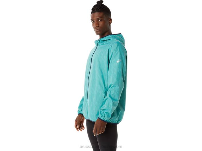jaqueta packable masculina 462T1387 impressão de sálvia/azul francês Asics