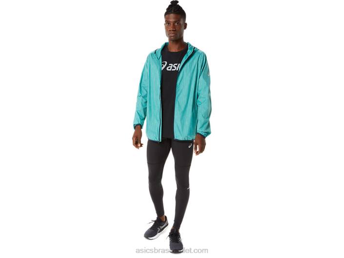 jaqueta packable masculina 462T1387 impressão de sálvia/azul francês Asics