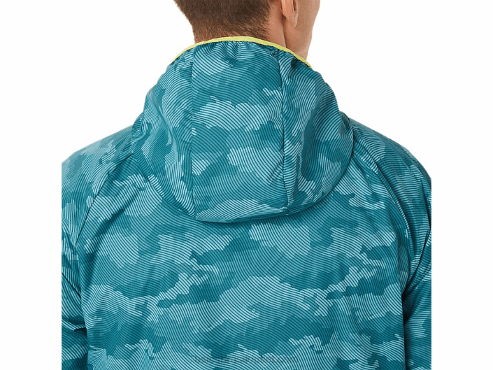 jaqueta packable masculina 462T1893 Estampa Misty Pine/Sour Yuzu Asics