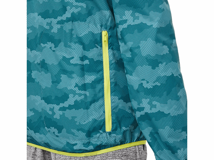 jaqueta packable masculina 462T1893 Estampa Misty Pine/Sour Yuzu Asics