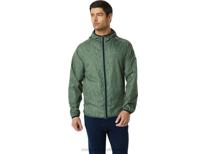 jaqueta packable masculina 462T793 impressão verde líquen/azul francês Asics