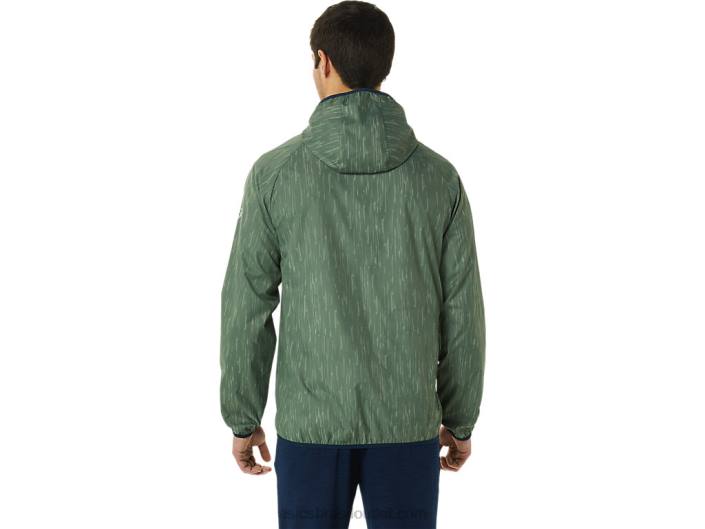 jaqueta packable masculina 462T793 impressão verde líquen/azul francês Asics