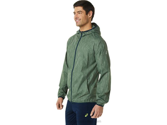 jaqueta packable masculina 462T793 impressão verde líquen/azul francês Asics