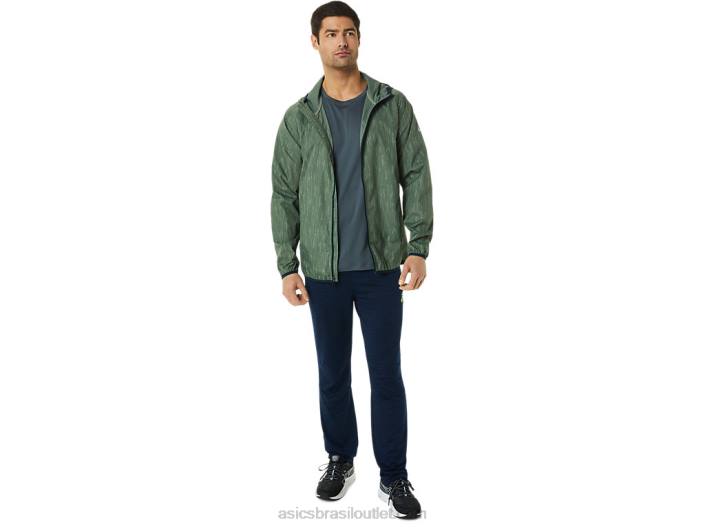 jaqueta packable masculina 462T793 impressão verde líquen/azul francês Asics