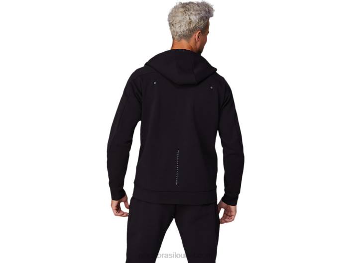 Moletom masculino com capuz e zíper em malha de mobilidade 462T1679 desempenho preto Asics