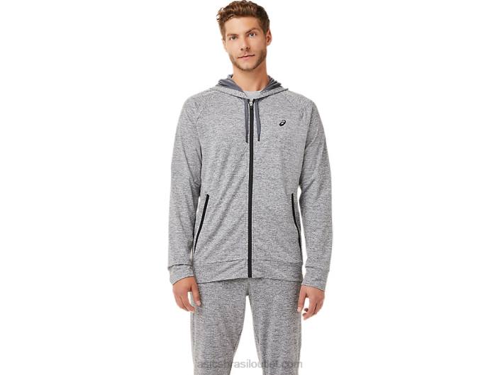 moletom com capuz tech full zip masculino 462T1907 transportadora urze cinza Asics