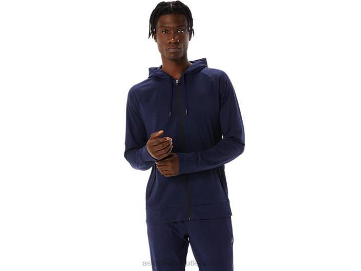 moletom com capuz tech full zip masculino 462T867 pavão/perf preto Asics