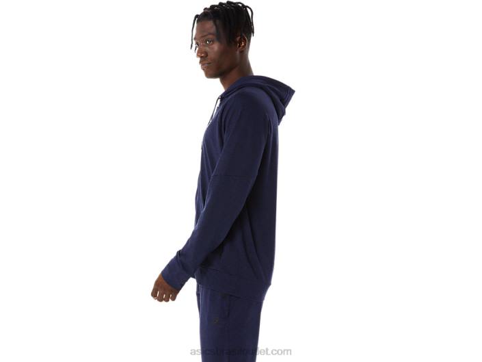 moletom com capuz tech full zip masculino 462T867 pavão/perf preto Asics
