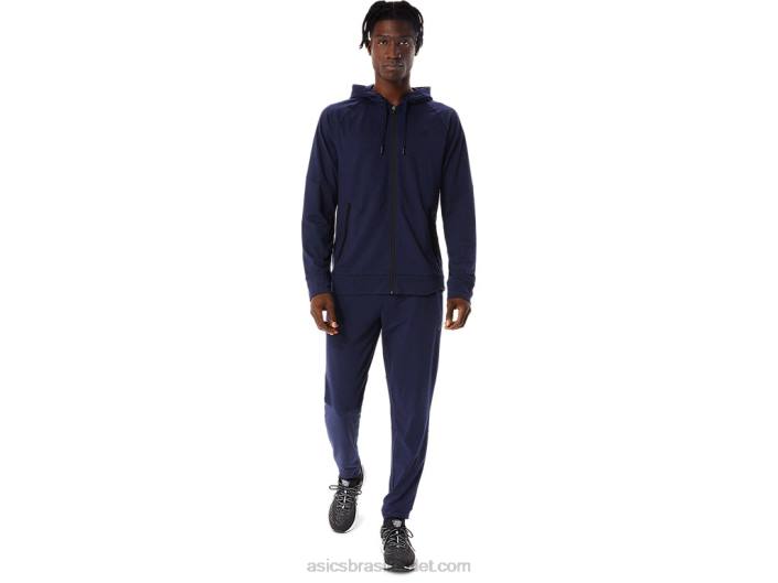 moletom com capuz tech full zip masculino 462T867 pavão/perf preto Asics