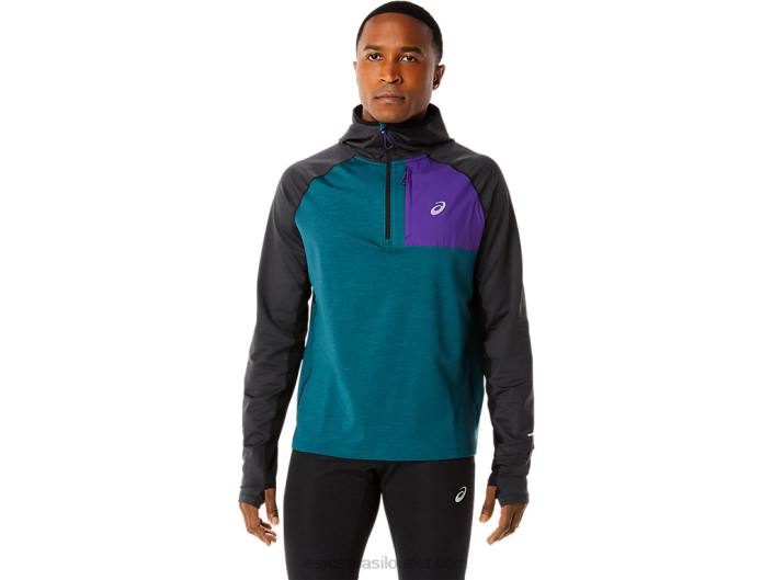 moletom manga longa para corrida de inverno masculino 462T840 veludo pinho urze/preto Asics