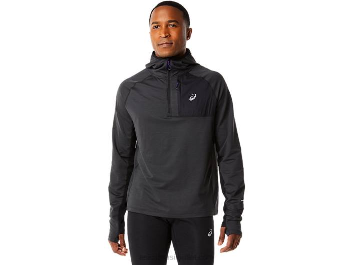 moletom manga longa para corrida de inverno masculino 462T885 urze preta de desempenho Asics