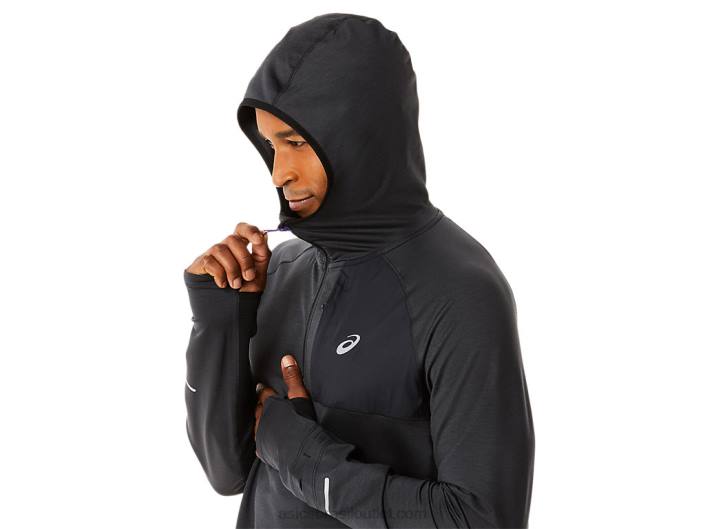 moletom manga longa para corrida de inverno masculino 462T885 urze preta de desempenho Asics