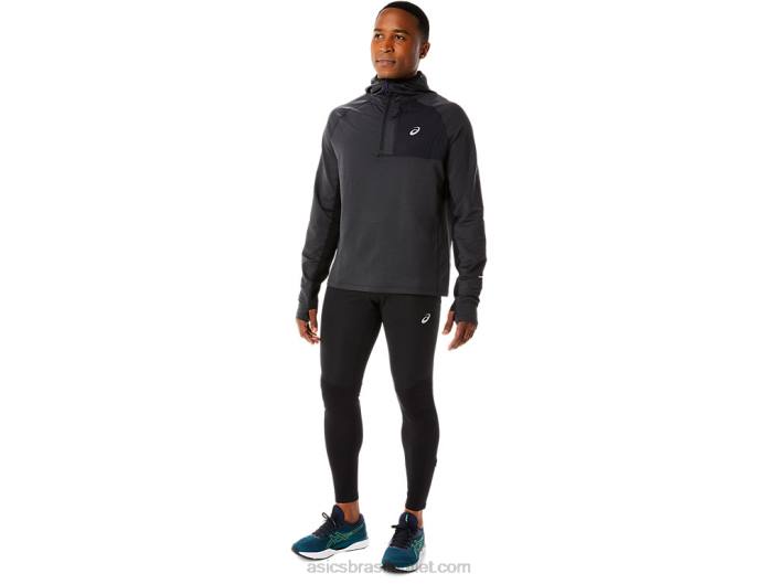 moletom manga longa para corrida de inverno masculino 462T885 urze preta de desempenho Asics