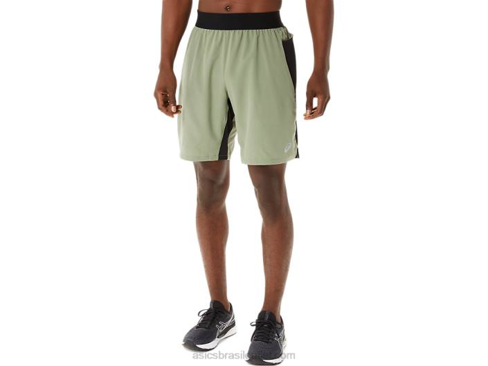 bermuda masculina 9 pol 462T1408 verde líquen/preto performance Asics