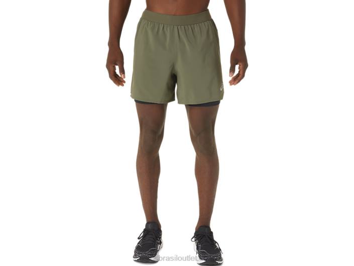 estrada masculina 2-n-1 5in short 462T1122 manto verde/performance preto Asics