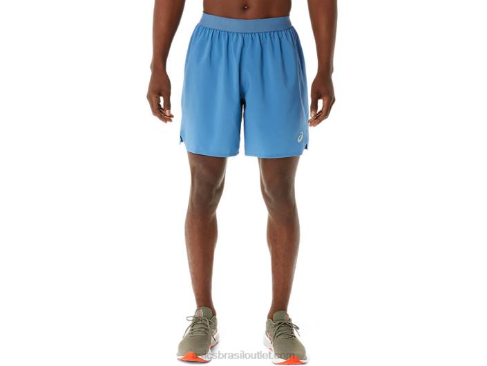estrada masculina 2-n-1 7in short 462T1098 azul/preto desempenho Asics