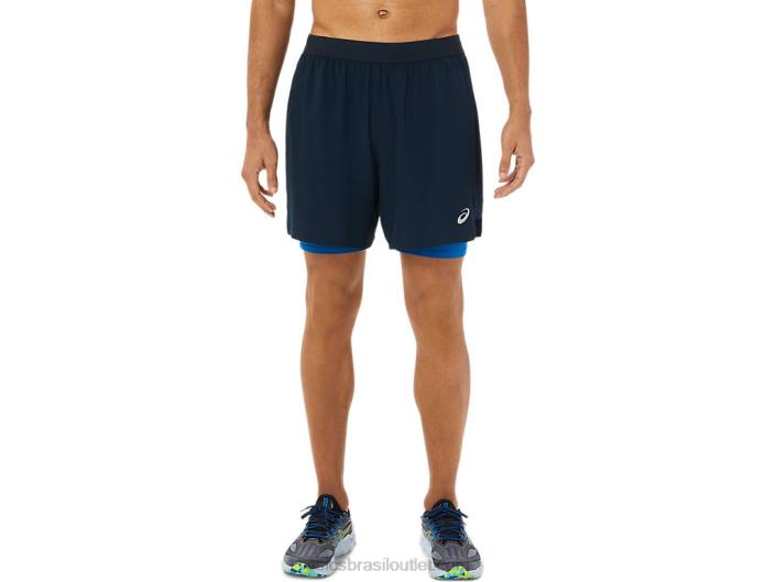 estrada masculina 2-n-1 7in short 462T1478 passeio azul francês/lago Asics