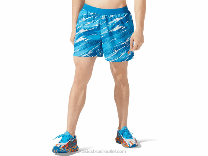 injeção de cor masculina 5in short 462T1913 azul renascido Asics