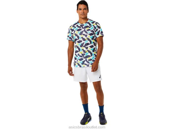 match 7in short masculino 462T1497 branco brilhante Asics