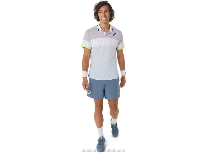match 7in short masculino 462T473 aço azul Asics